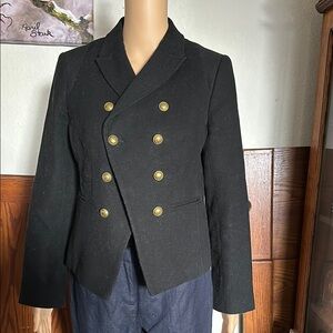 Chic Black Double-Breasted Blazer with Gold Buttons